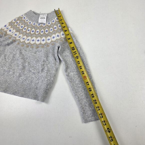 crewcuts Sweater Girls Small 6-7 Gray Fair Isle Mock Neck Merino Blend Metallic - Picture 8 of 11